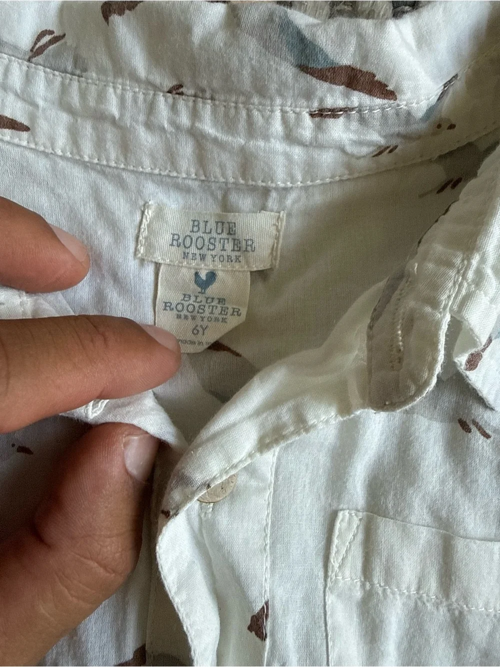 Blue Rooster Collection White Short-Sleeve Seagull Print Button-Down Shirt